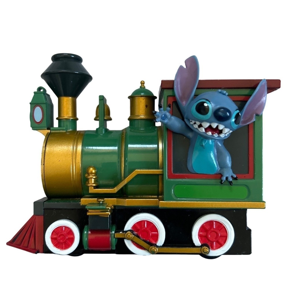 Disney Parks STITCH PULL BACK & GO TRAIN - Pullback Locomotive Engine Green Gold